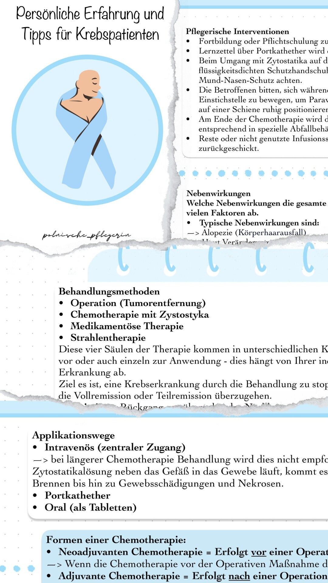 Digitaler Lernzettel - Beratung und Unterstützung bei Chemotherapie